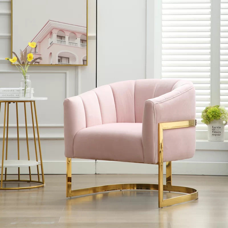Barrel Chair: 30'' Wide Velvet Barrel Chair