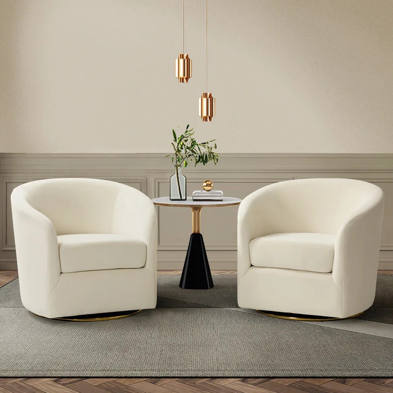 Barrel Chair: 31.5'' Wide Velvet Barrel Chair (Set of 2)