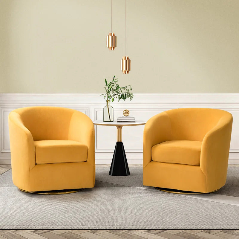 Barrel Chair: 31.5'' Wide Velvet Barrel Chair (Set of 2)