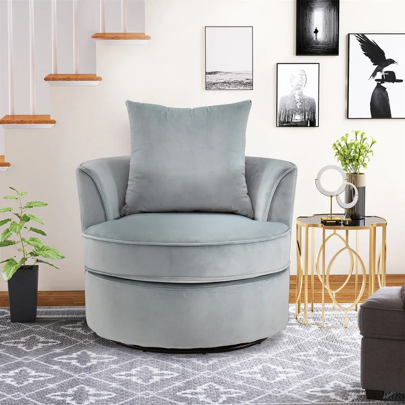 Barrel Chair: 31.6'' Wide Velvet Barrel Chair