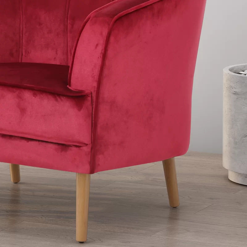 Barrel Chair: 32.5'' Wide Tufted Velvet Barrel Chair