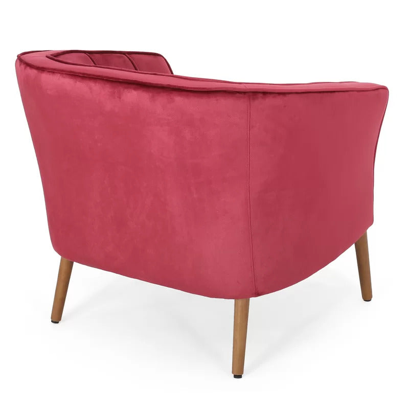 Barrel Chair: 32.5'' Wide Tufted Velvet Barrel Chair