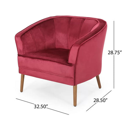 Barrel Chair: 32.5'' Wide Tufted Velvet Barrel Chair