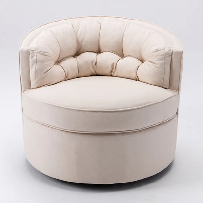 Barrel Chair: 33'' Wide Tufted Linen Barrel Chair