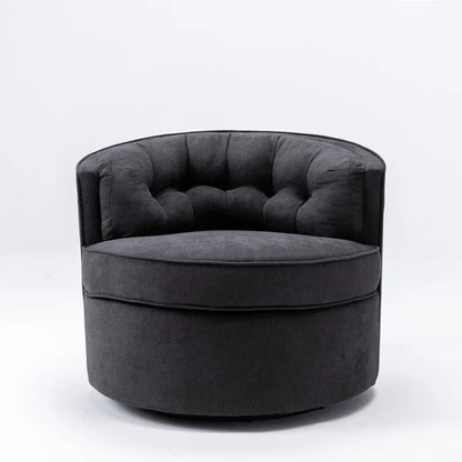 Barrel Chair: 33'' Wide Tufted Linen Barrel Chair