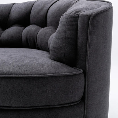 Barrel Chair: 33'' Wide Tufted Linen Barrel Chair