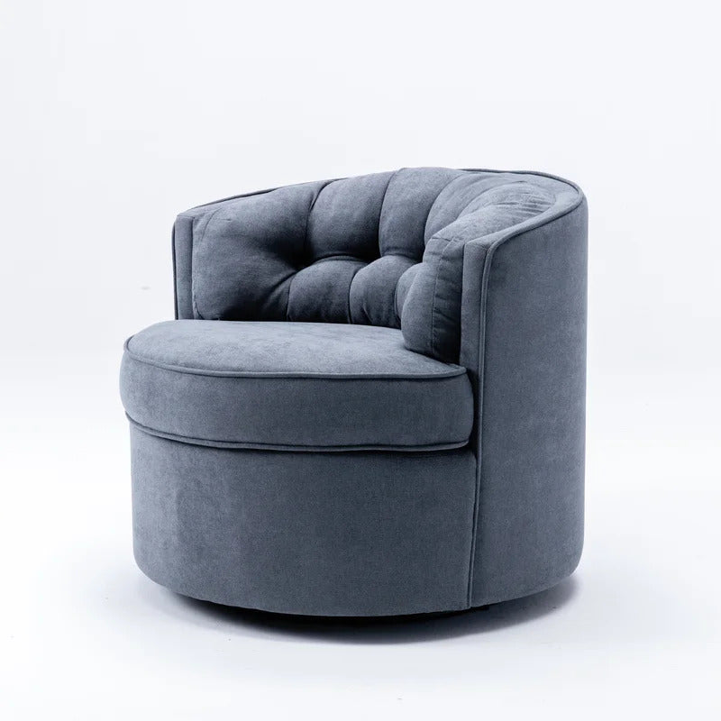 Barrel Chair: 33'' Wide Tufted Linen Barrel Chair