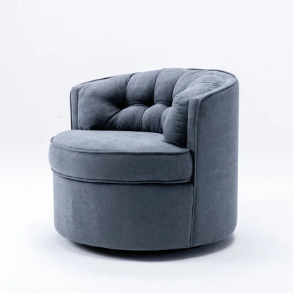 Barrel Chair: 33'' Wide Tufted Linen Barrel Chair