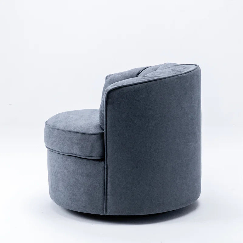 Barrel Chair: 33'' Wide Tufted Linen Barrel Chair