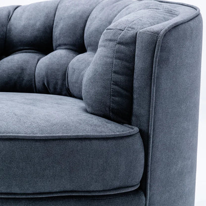 Barrel Chair: 33'' Wide Tufted Linen Barrel Chair