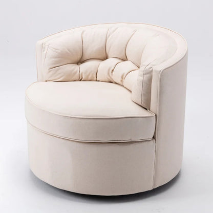 Barrel Chair: 33'' Wide Tufted Linen Barrel Chair