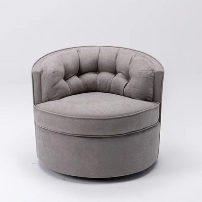 Barrel Chair: 33'' Wide Tufted Linen Barrel Chair