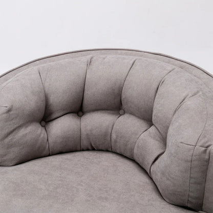 Barrel Chair: 33'' Wide Tufted Linen Barrel Chair