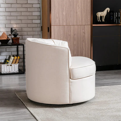 Barrel Chair: 33'' Wide Tufted Linen Barrel Chair