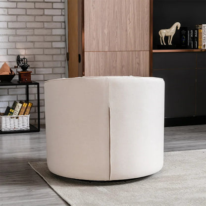Barrel Chair: 33'' Wide Tufted Linen Barrel Chair