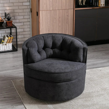 Barrel Chair: 33'' Wide Tufted Linen Barrel Chair