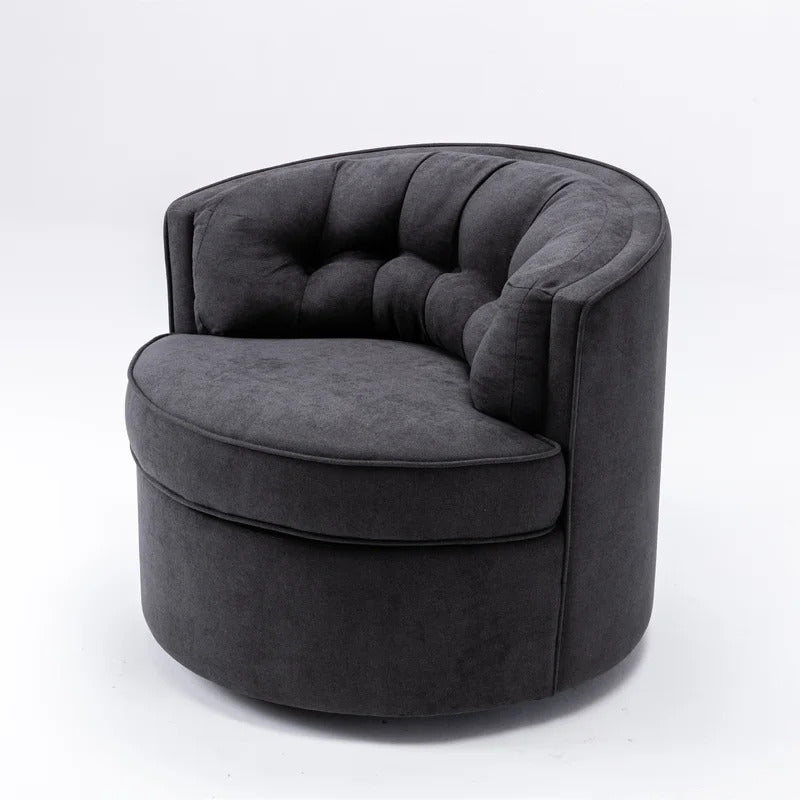 Barrel Chair: 33'' Wide Tufted Linen Barrel Chair