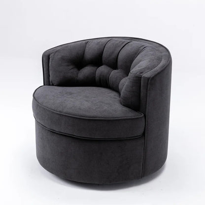 Barrel Chair: 33'' Wide Tufted Linen Barrel Chair