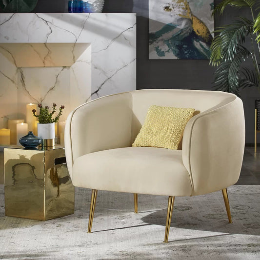 Barrel Chair: 34'' Wide Velvet Barrel Chair