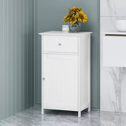 Bathroom Cabinets: 17'' W x 30.25'' H x 13.5'' D Free-Standing Bathroom Cabinet