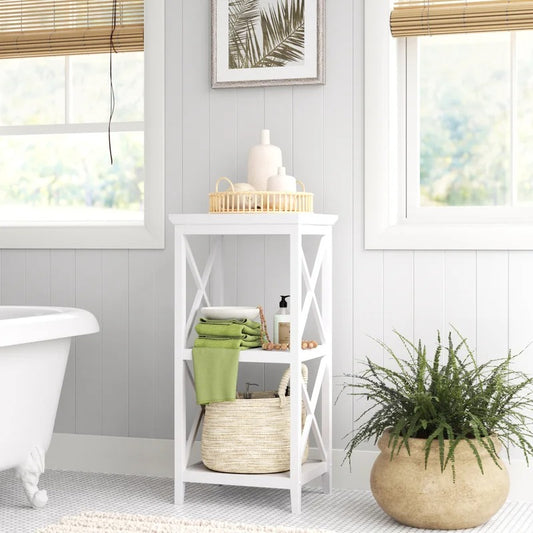 Bathroom Cabinets: 18'' W x 36.25'' H x 14'' D Free-Standing Bathroom Shelves