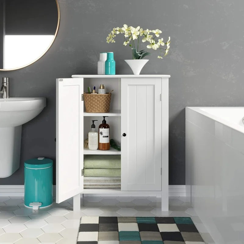 Bathroom Cabinets: 22.8'' W x 31.5'' H x 11'' D Free-Standing Bathroom Cabinet