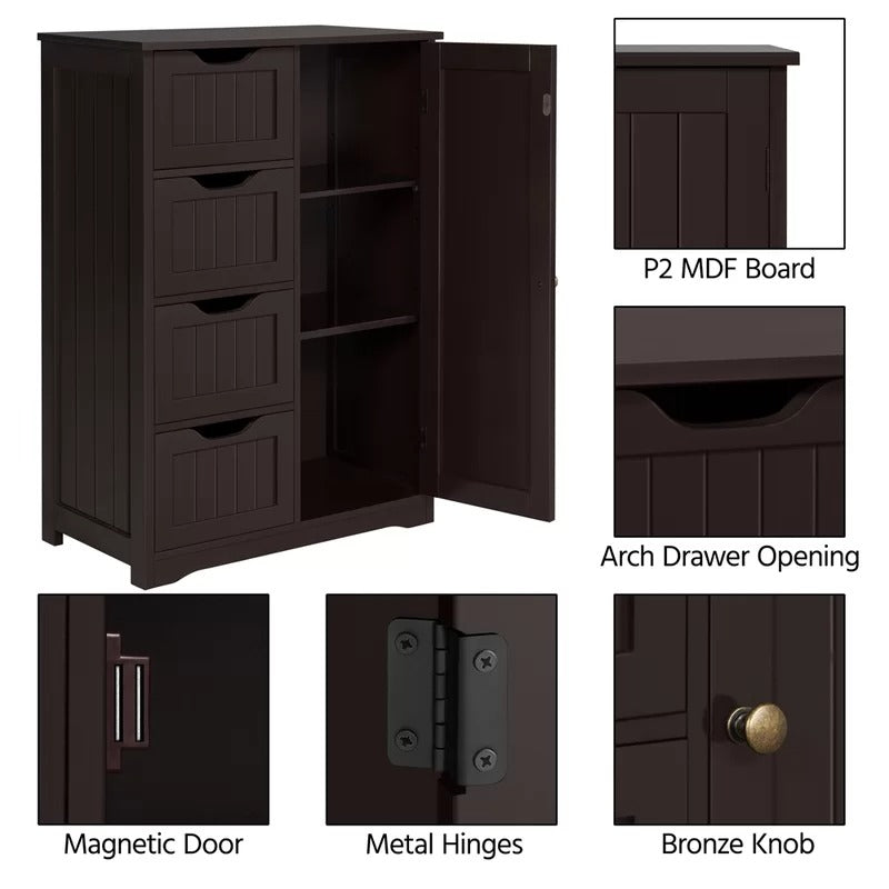 Bathroom Cabinets: 22'' W x 32'' H x 11.8'' D Free-Standing Bathroom Cabinet
