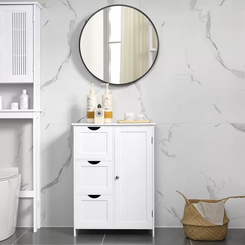 Bathroom Cabinets: 23.6'' W x 31.9'' H x 11.8'' D Free-Standing Bathroom Cabinet