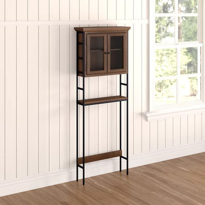 Bathroom Cabinets: 25.5'' W x 67.5'' H x 8'' D Solid Wood Over-The-Toilet Storage