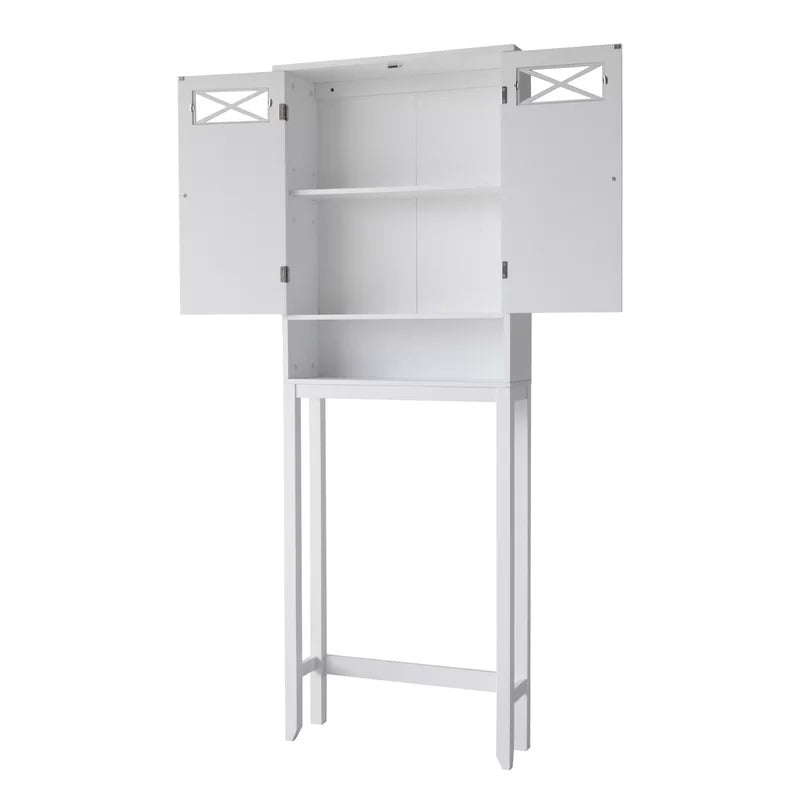 Bathroom Cabinets: 25'' W x 68.25'' H x 8'' D Over-The-Toilet Storage