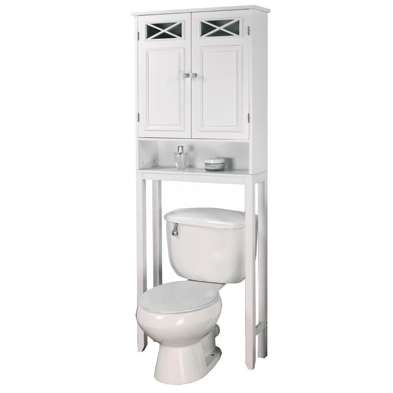 Bathroom Cabinets: 25'' W x 68.25'' H x 8'' D Over-The-Toilet Storage