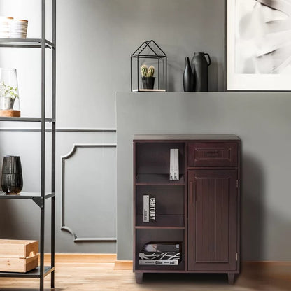 Bathroom Cabinets: 26'' W x 34.25'' H x 12.5'' D Free-Standing Bathroom Cabinet