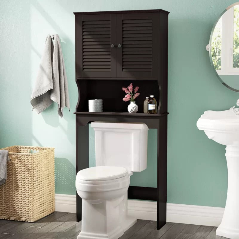 Bathroom Cabinets: 27.36'' W x 63.75'' H x 9.25'' D Over-The-Toilet Storage
