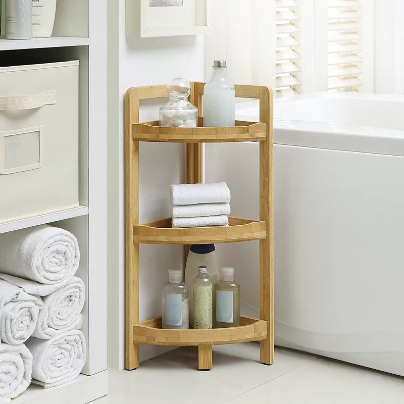 Bathroom Cabinets: 9.05'' W x 24.4'' H x 9.05'' D Solid Wood Free-Standing Bathroom Shelves
