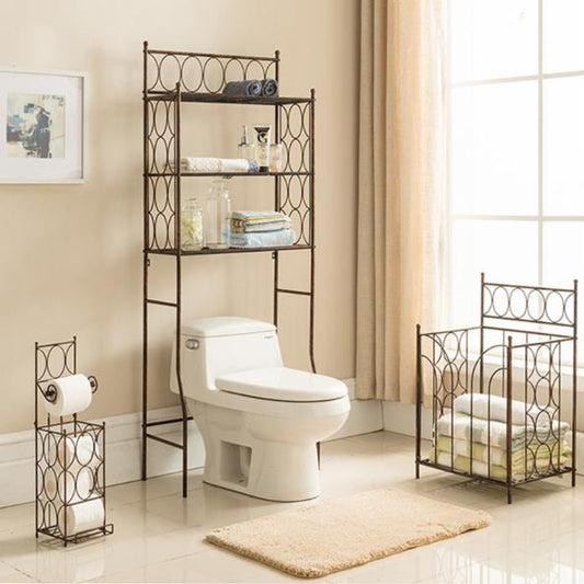 Bathroom Cabinets: Copper Iron 3 Tier Bathroom Rack