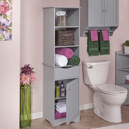 Bathroom Linen Cabinet: 1 Drawer Linen Cabinet with 3 Open Shelves