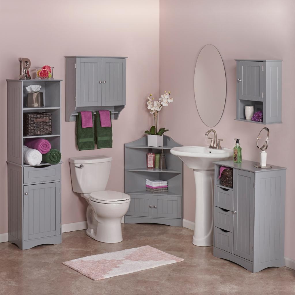 Bathroom Linen Cabinet: 1 Drawer Linen Cabinet with 3 Open Shelves