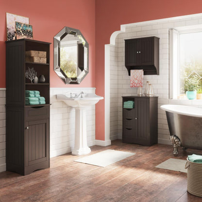 Bathroom Linen Cabinet: 1 Drawer Linen Cabinet with 3 Open Shelves