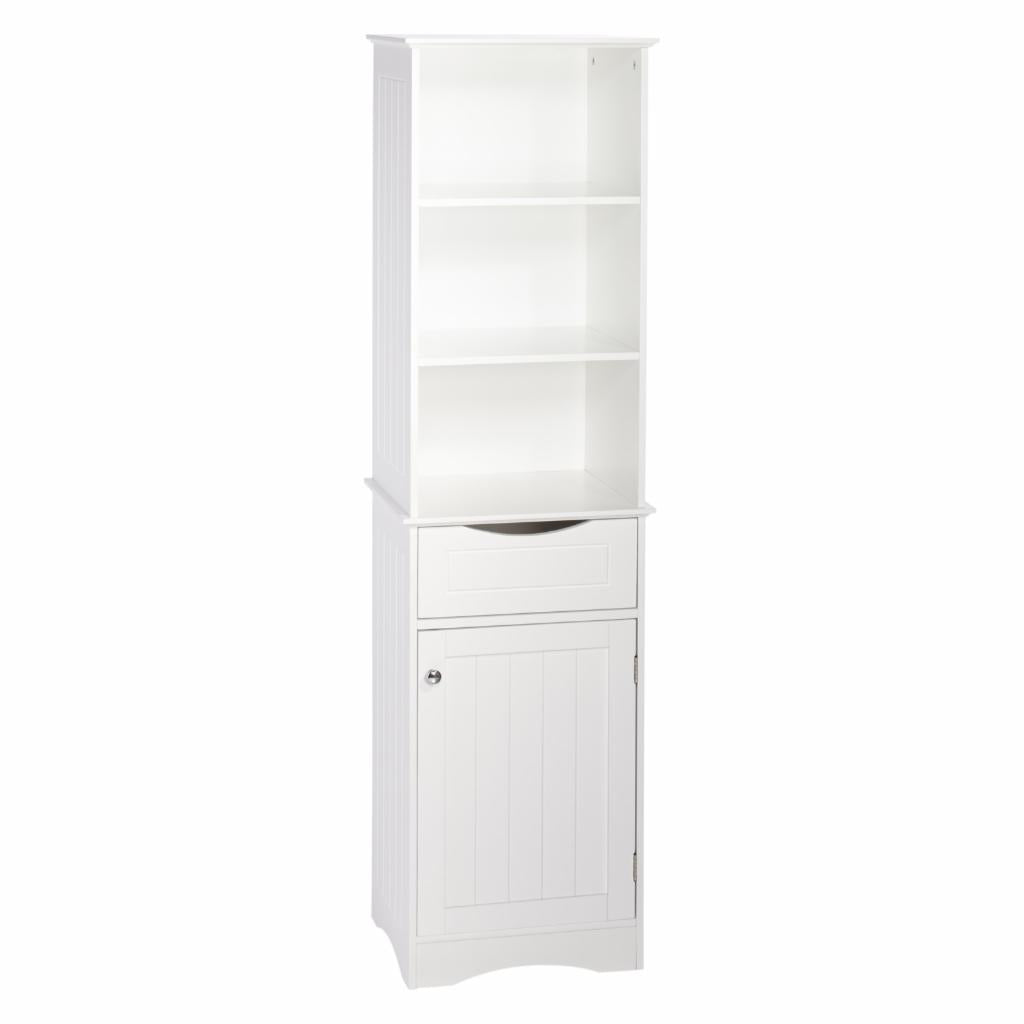 Bathroom Linen Cabinet: 1 Drawer Linen Cabinet with 3 Open Shelves