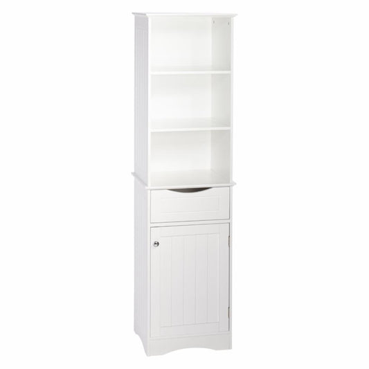 Bathroom Linen Cabinet: 1 Drawer Linen Cabinet with 3 Open Shelves
