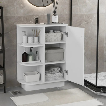 Bathroom Linen Cabinets: 23.6'' W x 31.3'' H x 9.7'' D Free-Standing Bathroom Cabinet