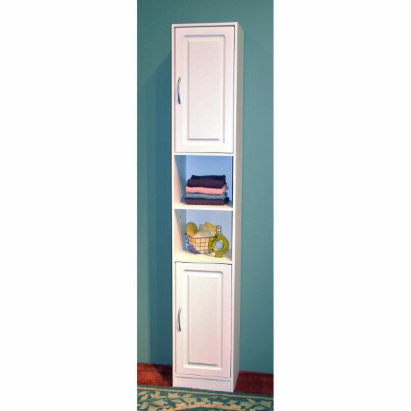 Bathroom Linen Cabinets: White Bathroom Tower with Doors