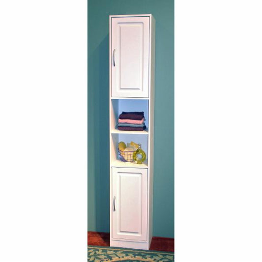 Bathroom Linen Cabinets: White Bathroom Tower with Doors