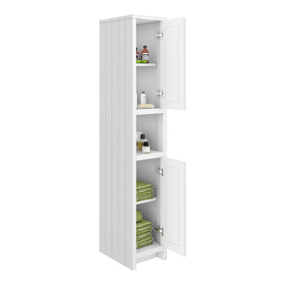 Bathroom Linen Cabinets: White Bathroom Tower with Doors