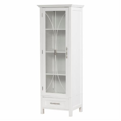 Bathroom Linen Cabinets: White Linen Cabinet with 1 Door and 1 Bottom Drawer