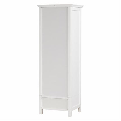 Bathroom Linen Cabinets: White Linen Cabinet with 1 Door and 1 Bottom Drawer