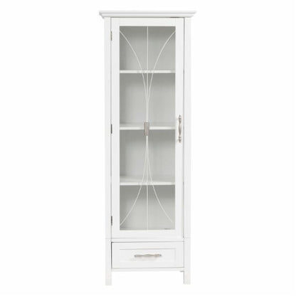Bathroom Linen Cabinets: White Linen Cabinet with 1 Door and 1 Bottom Drawer