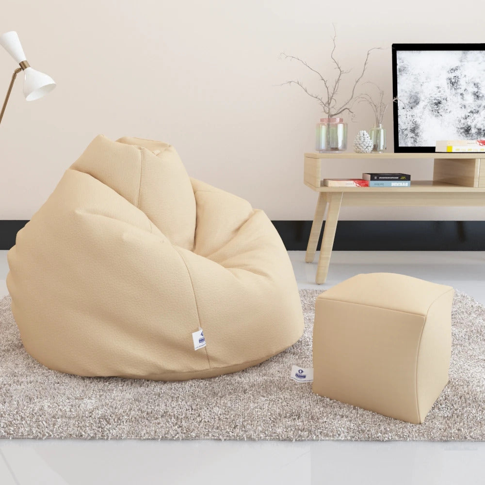 Bean Bag : PREMIUM JUMBO SIZE - Filled (With Beans) - COMBO (with Footrest)