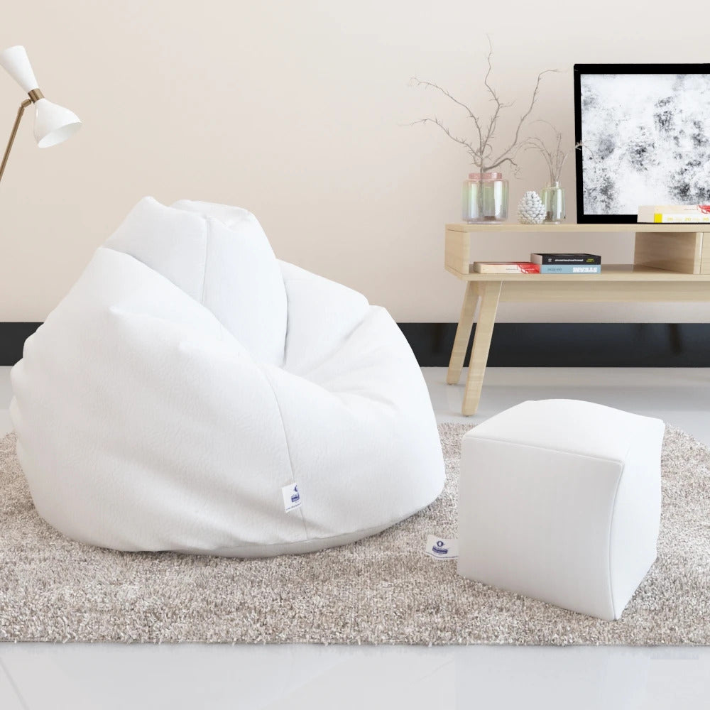Bean Bag : PREMIUM JUMBO SIZE - Filled (With Beans) - COMBO (with Footrest)