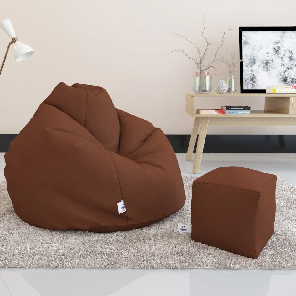 Bean Bag : PREMIUM XXL SIZE- Filled (With Beans) - COMBO (With Footrest)